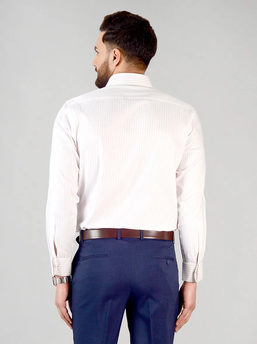 White Striped Regular Fit Formal Shirt | JadeBlue