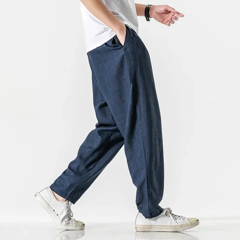 Wiaofellas  -  Chinese Style Fashion Loose Plus Size Harem Pants Spring Summer Thin Casual Jogging Pants Harajuku Trousers Men Clothing