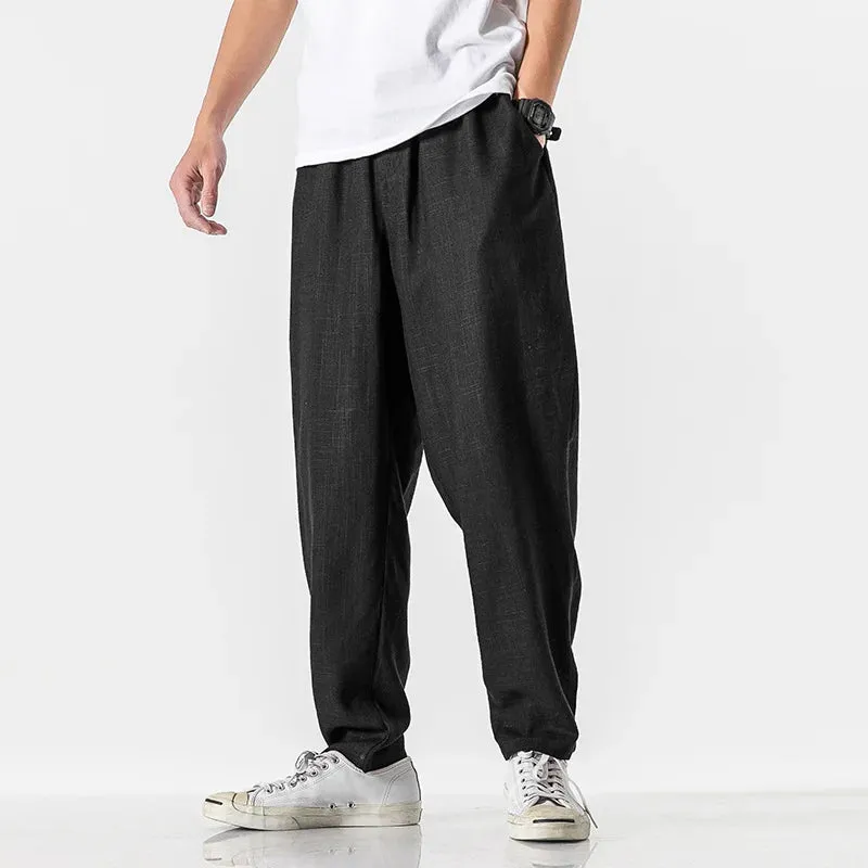 Wiaofellas  -  Chinese Style Fashion Loose Plus Size Harem Pants Spring Summer Thin Casual Jogging Pants Harajuku Trousers Men Clothing