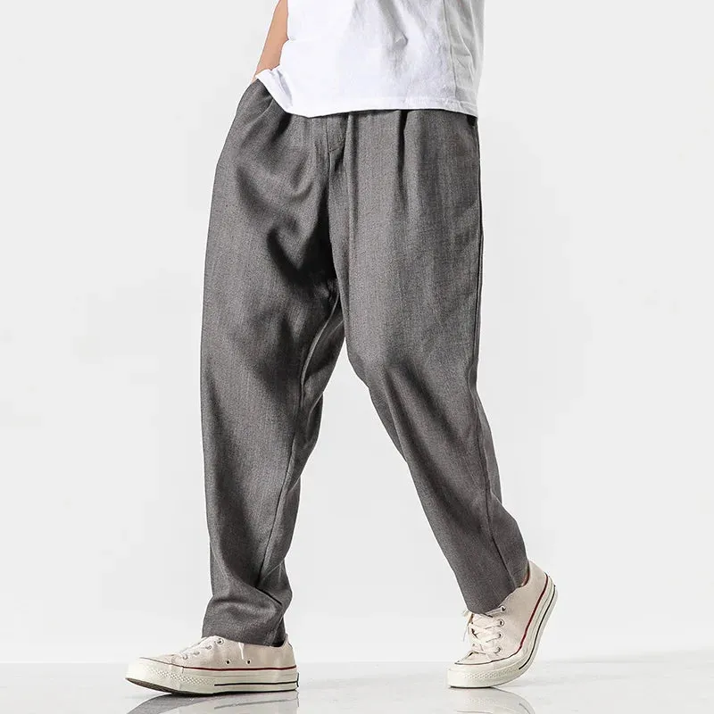 Wiaofellas  -  Chinese Style Fashion Loose Plus Size Harem Pants Spring Summer Thin Casual Jogging Pants Harajuku Trousers Men Clothing