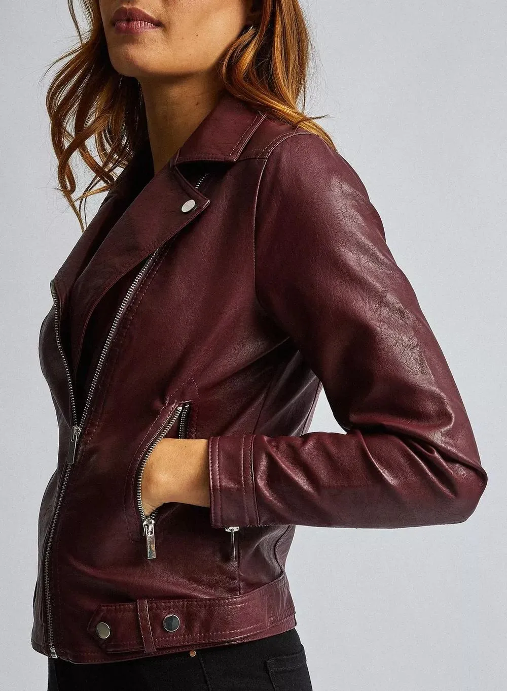 Women Biker Short WIOFY F-L 47 Leather Jacket