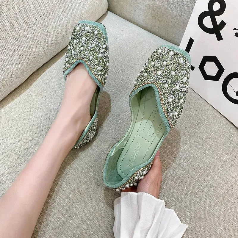 Women Fashion Flat Single Shoes   Autumn Pointed Toe Shoes Flat Loafers Soft Sole Ladies Plus Size 35-43