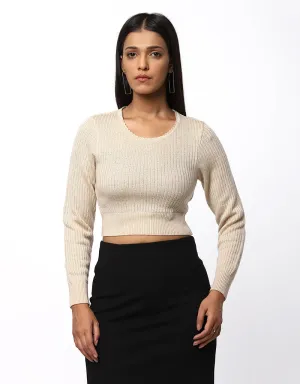 Women Winter Round Neck Crop Top